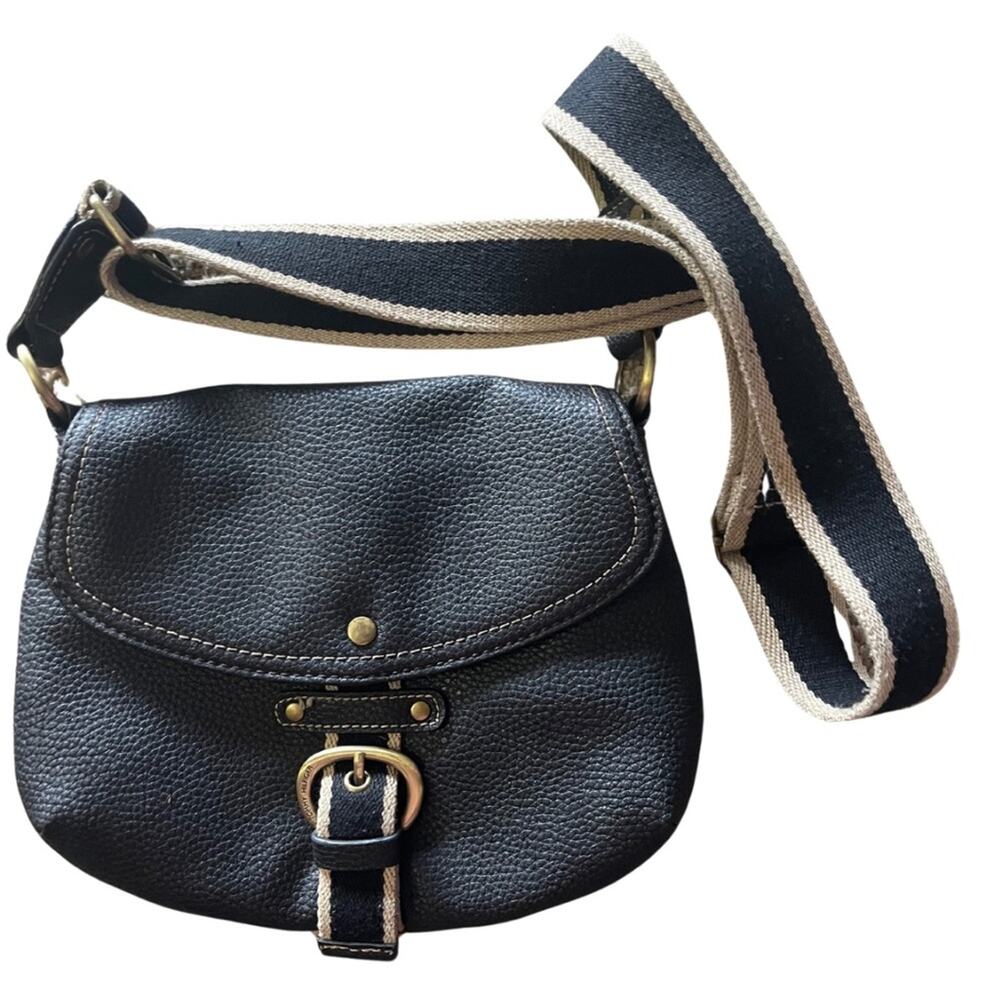 Tommy Hilfiger small cross body bag. Black with thick guitar like strap
